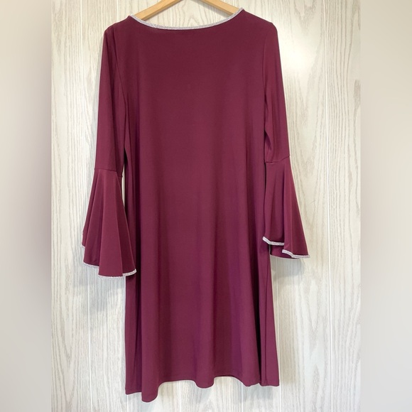 MSK Women's Bell Sleeve Maroon Dress with Rhinestones Size M LNC - Picture 4 of 5